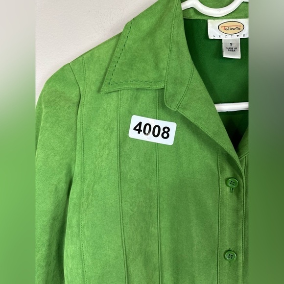 Talbots petites small 18-1/2 p2p 23-1/2 length green feels like velvet preowned - Picture 3 of 7